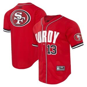 Sf 49ers Brock Purdy Pro Standard Scarlet‎ Mesh Button-Up Baseball Jersey